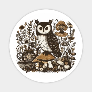 Vintage Cottage Owl Magnet